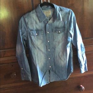 Boys Long Sleeve Denim Shirt EUC Size Large 14-16